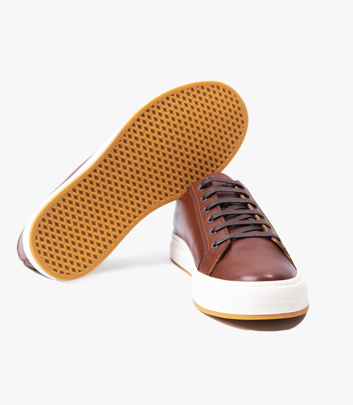 BASKET ROGUE En Cuir, Marron Cognac – CL6073