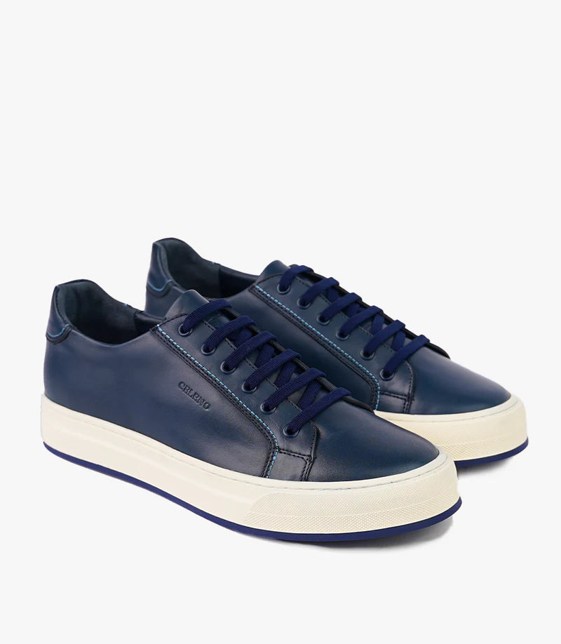 BASKET ROGUE en Cuir, Bleu Nuit– CL6073 - CELENO - Congo