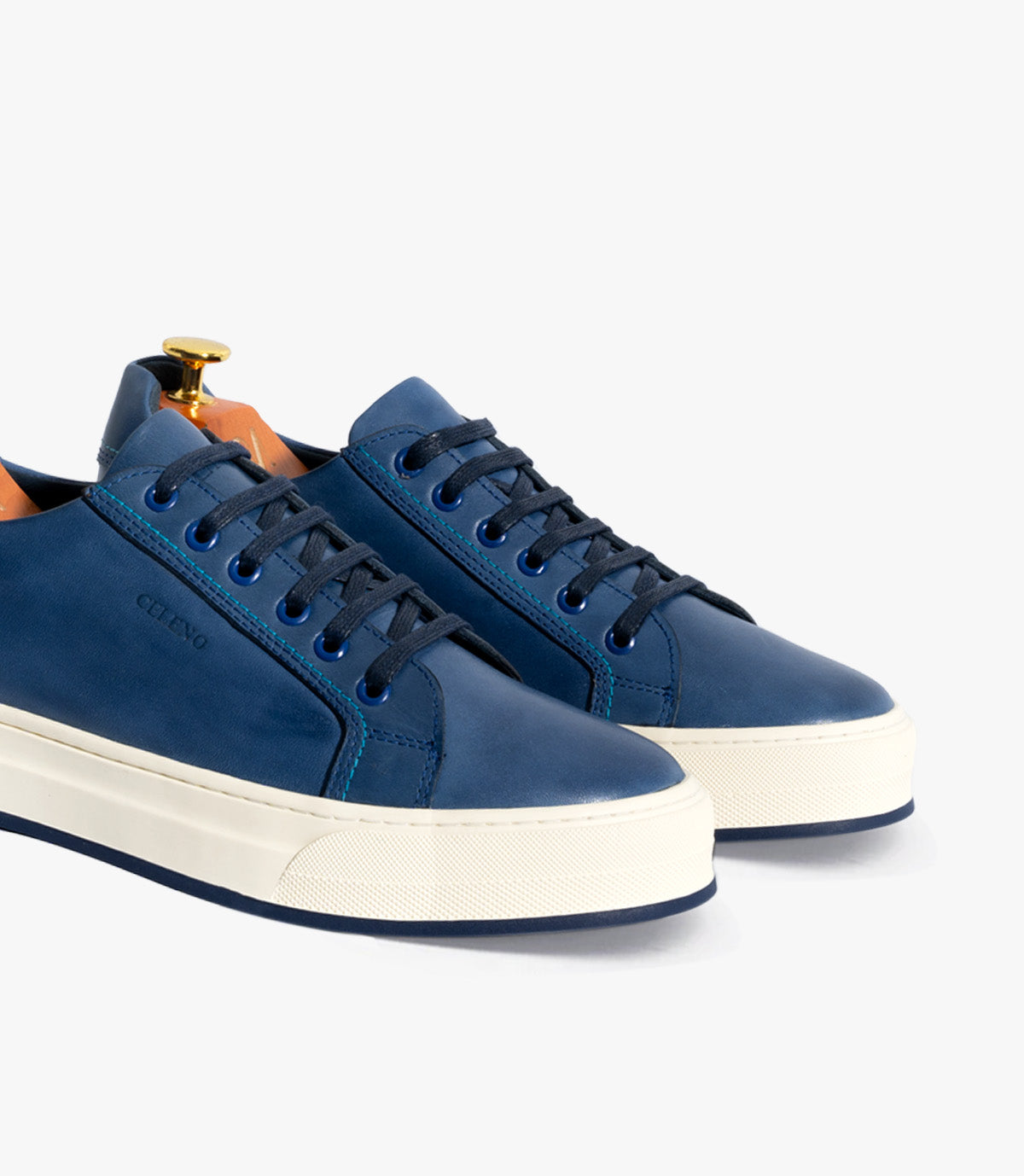 BASKET ROGUE En Cuir, Bleu – CL6073