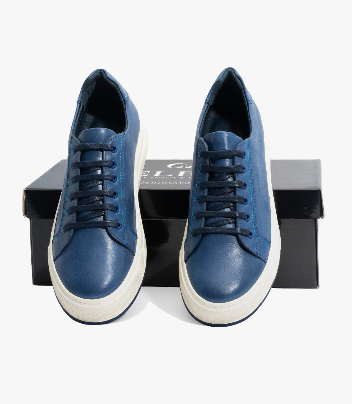 BASKET ROGUE En Cuir, Bleu – CL6073