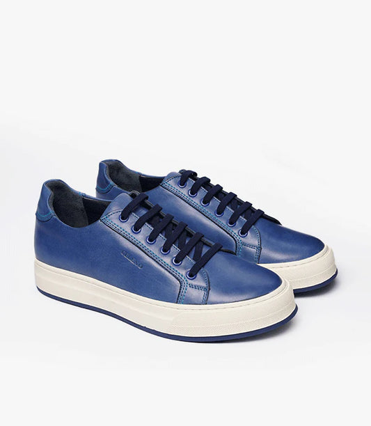 BASKET ROGUE En Cuir, Bleu – CL6073